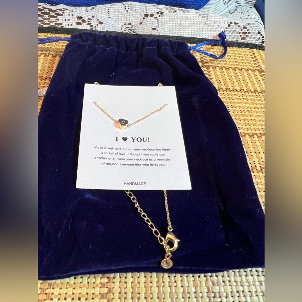 Tiny Gold Initial Heart Necklace Jewelry New